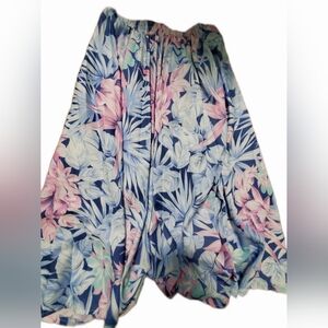 Blue/pink Floral Midi Skirt